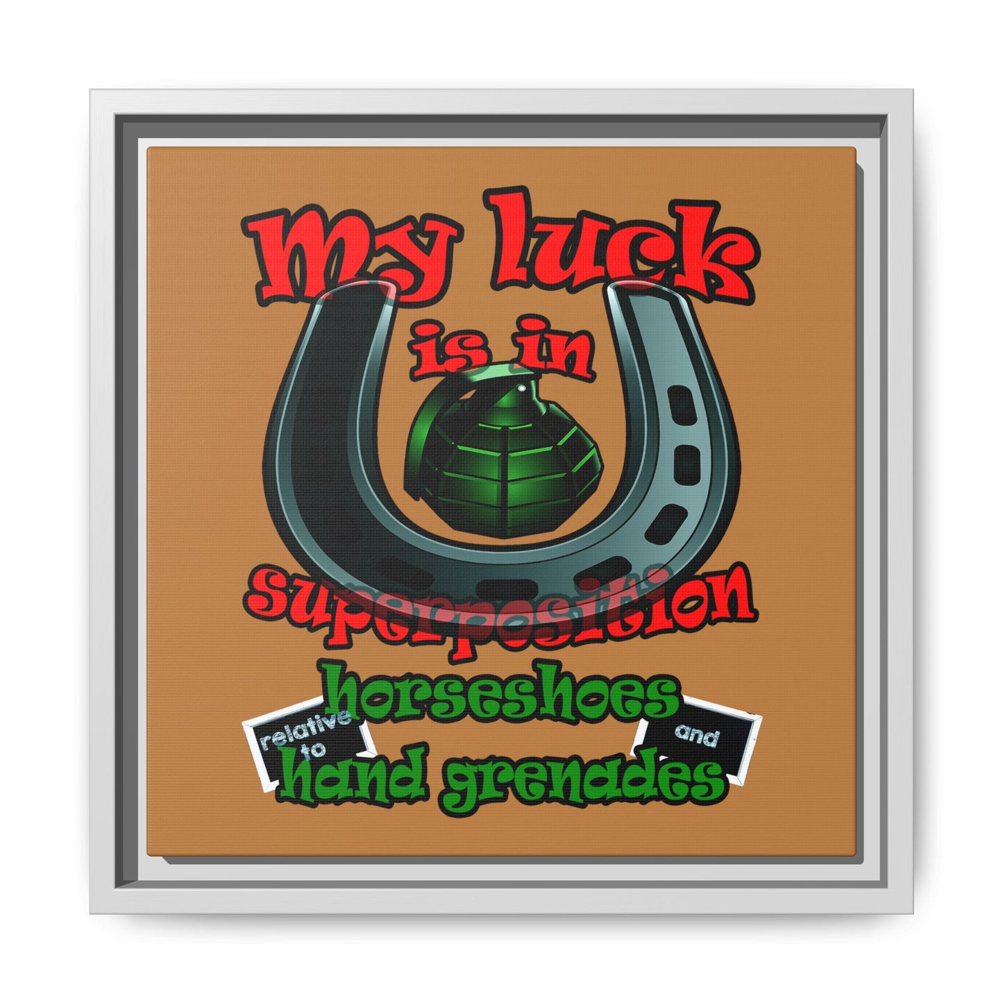 my luck - framed canvas art (light brown)