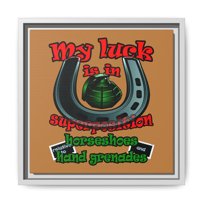 my luck - framed canvas art (light brown)