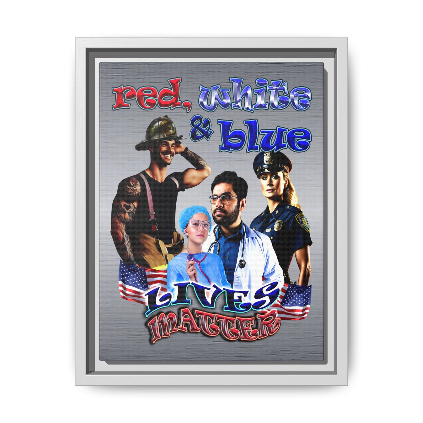rw&b lives matter - framed canvas art (brushed nickel)