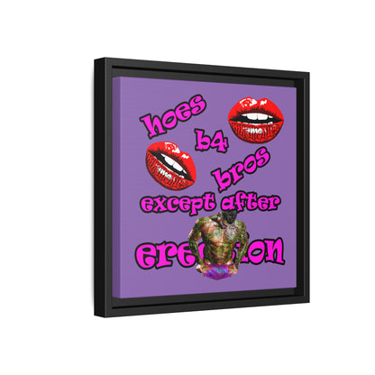 hoes b4 bros - framed canvas art (light purple)