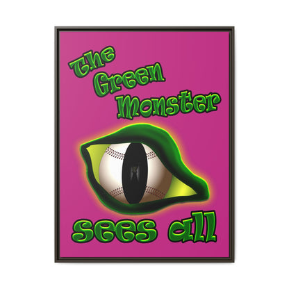 green monster - framed canvas art (pink)