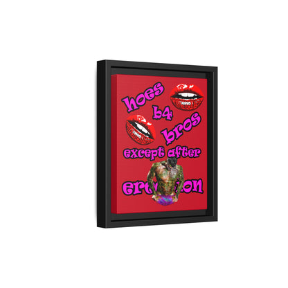 hoes b4 bros - framed canvas art (dark red)