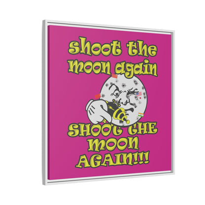 shoot the moon again - framed canvas art (pink)
