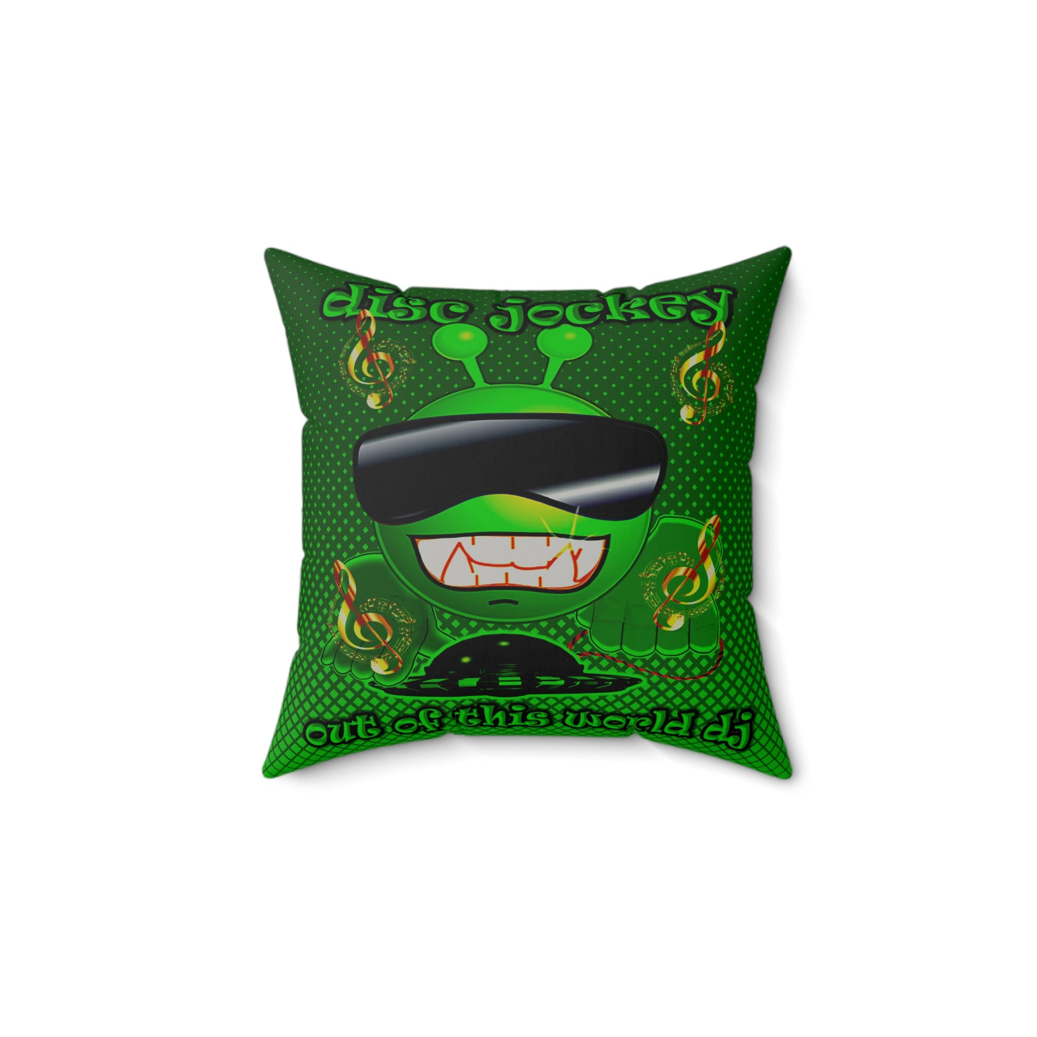 disc jockey - Faux Suede Square Pillow - (logo green)