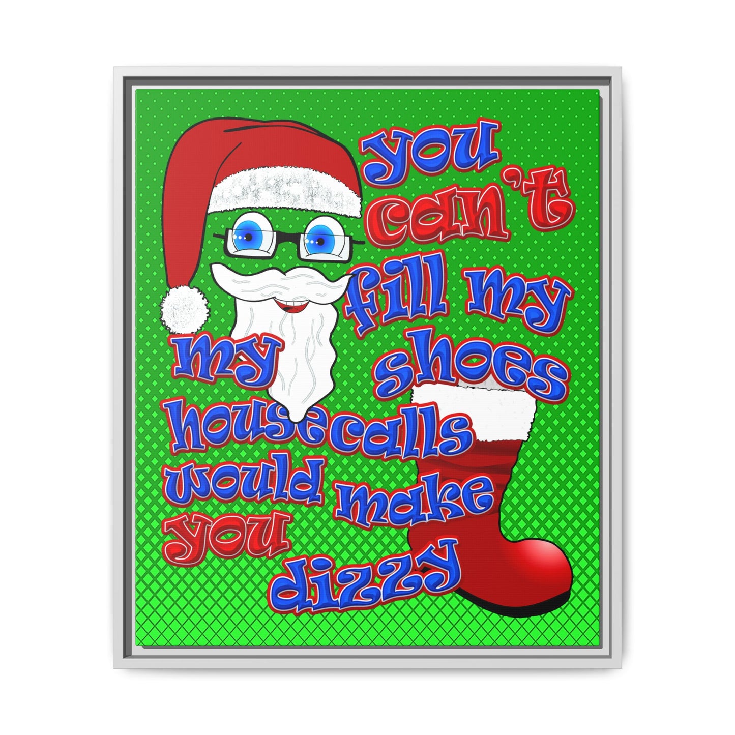 santa's shoes - framed canvas art (logo green)