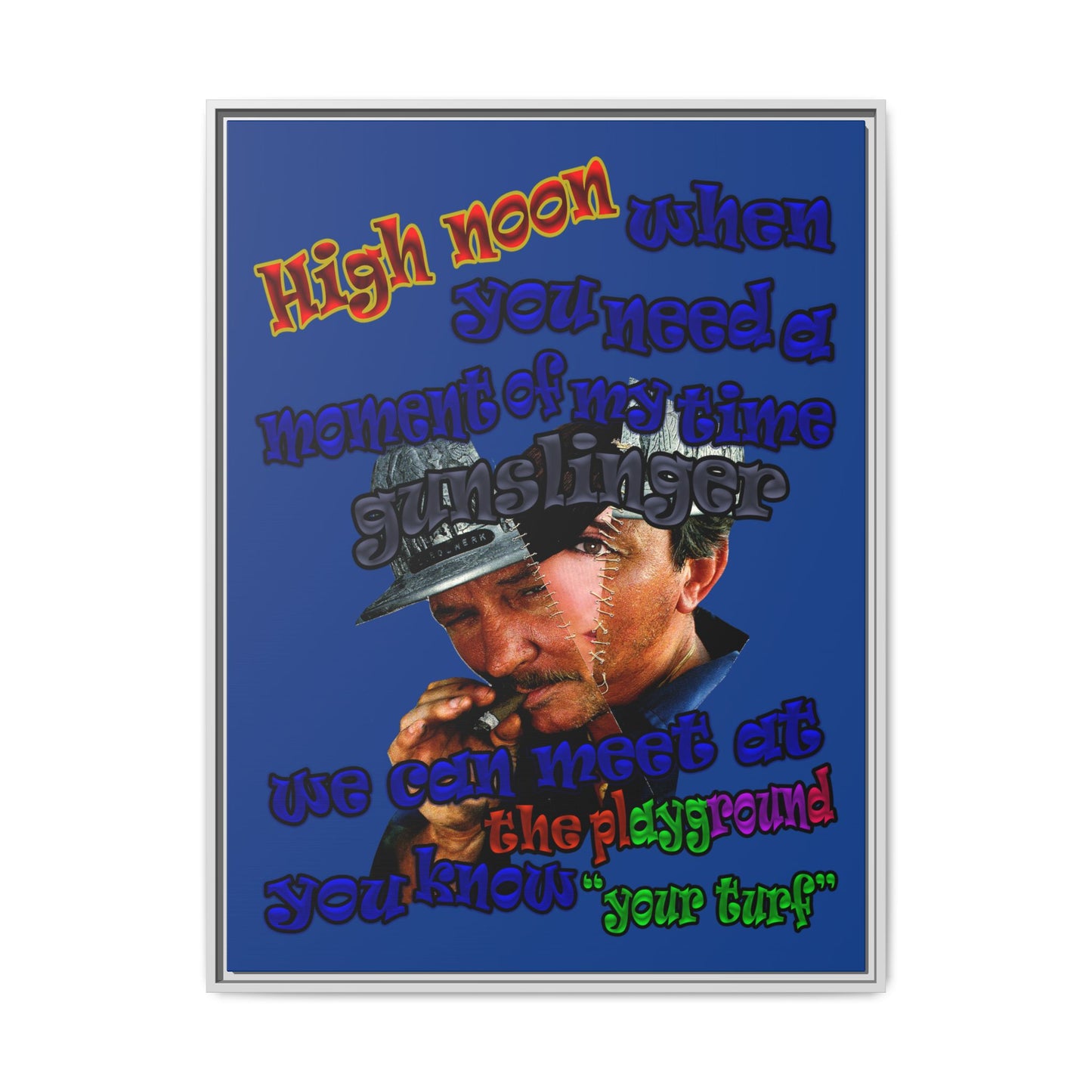 high noon - framed canvas art (dark blue)