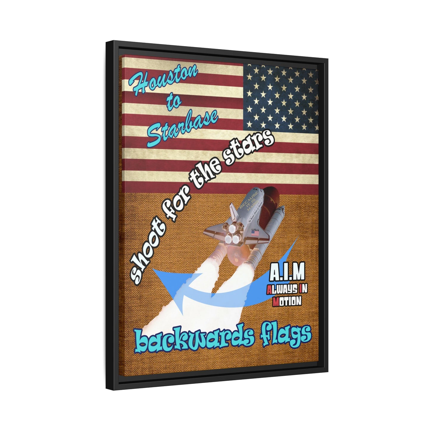 shoot for the stars - framed canvas art (brown papyrus)