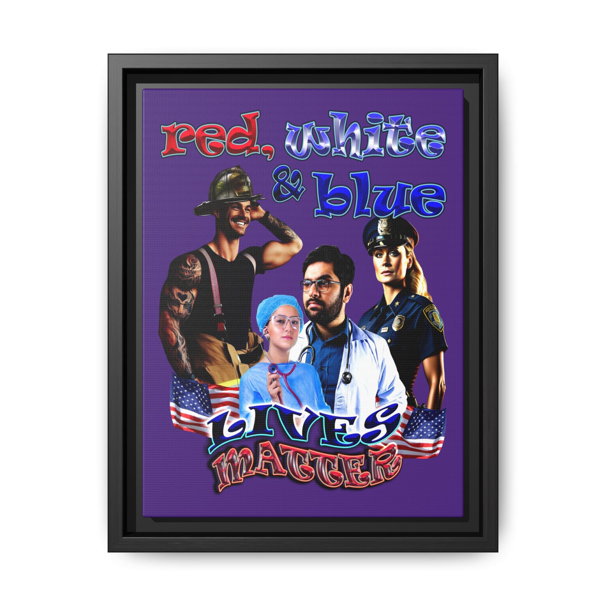 rw&b lives matter - framed canvas art (purple)