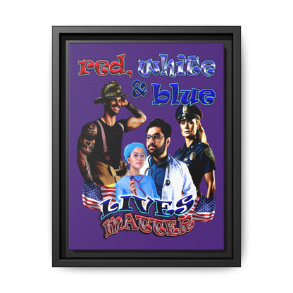 rw&b lives matter - framed canvas art (purple)