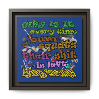 the bum's shit - framed canvas art (dark blue)