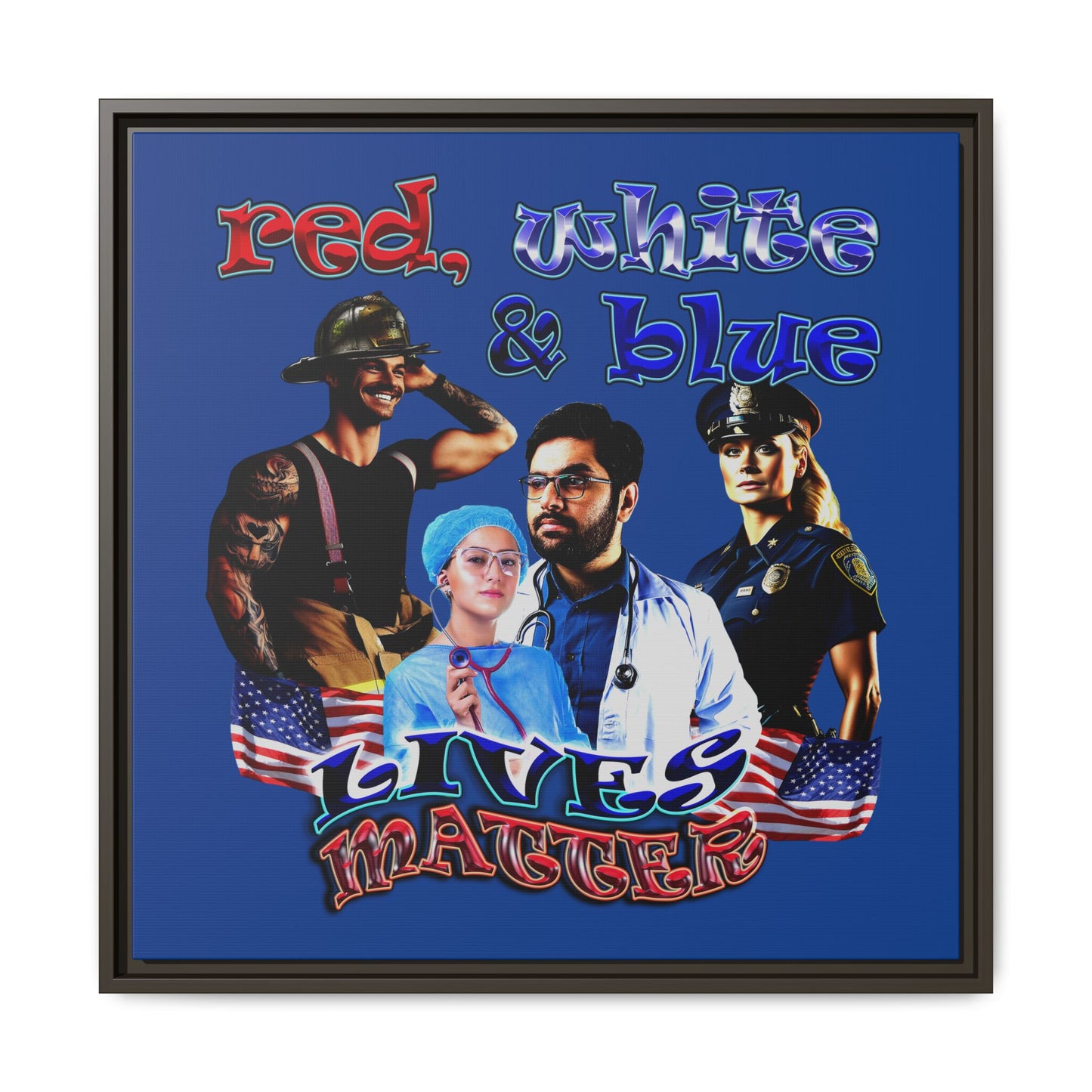 rw&b lives matter - framed canvas art (dark blue)