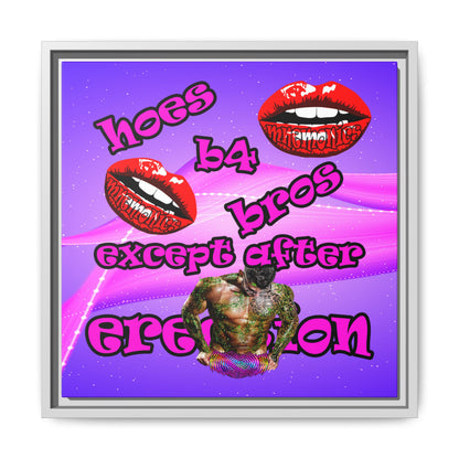 hoes b4 bros - framed canvas art (purple-pink wave)