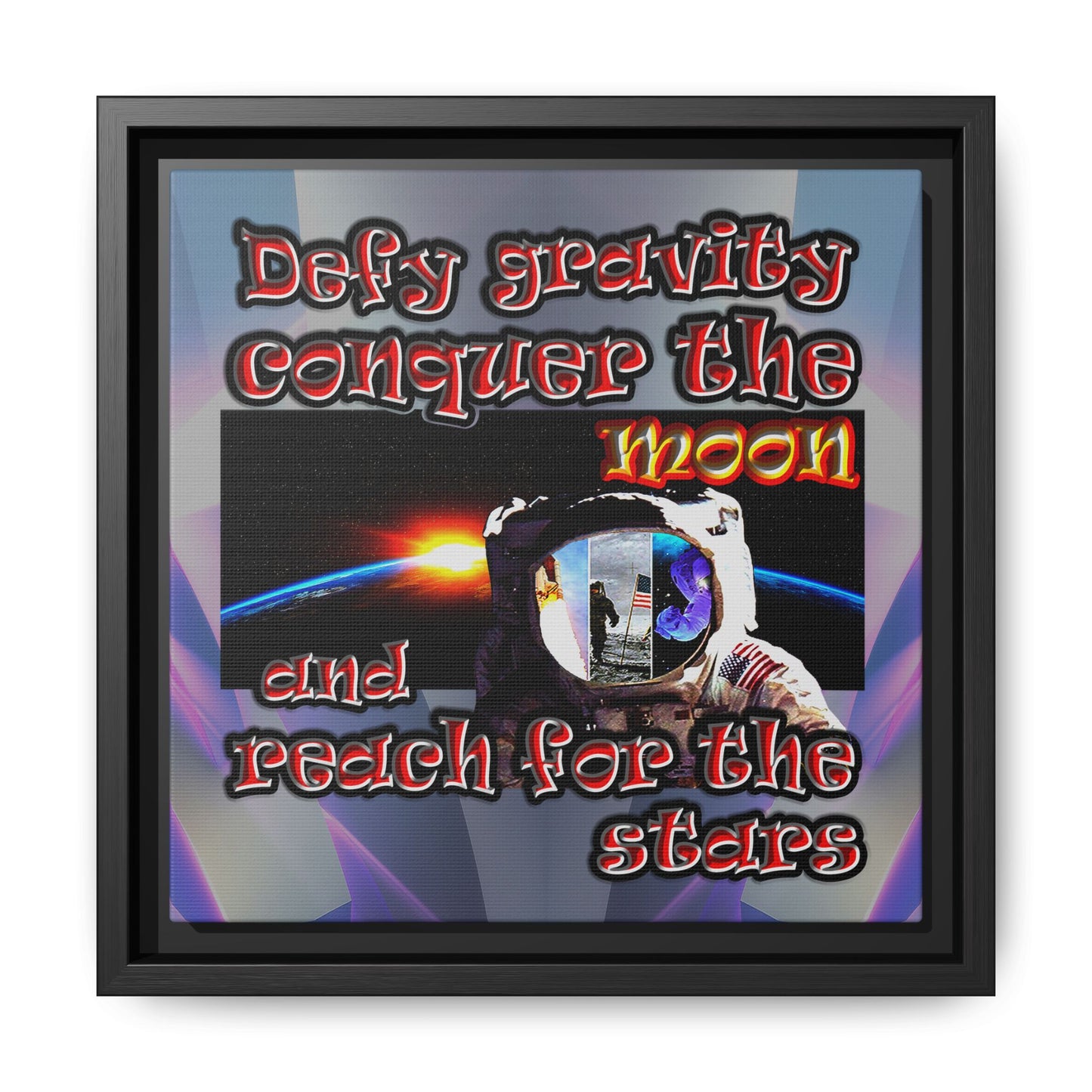 defy conquer reach - framed canvas art (grey-pink wave)