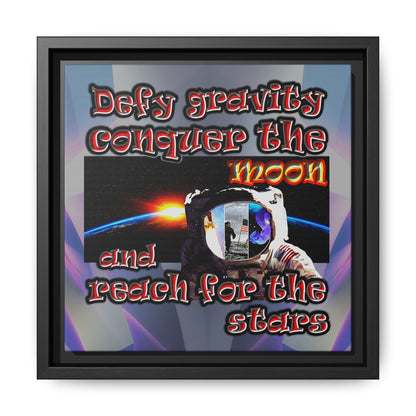 defy conquer reach - framed canvas art (grey-pink wave)