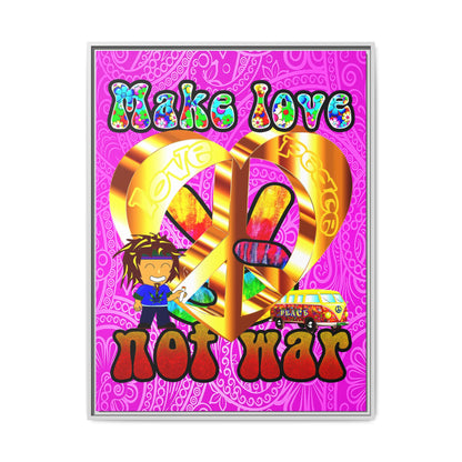 love peace - framed canvas art (pink swirl)