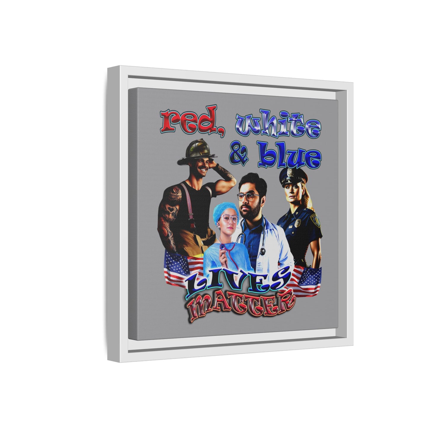 rw&b lives matter - framed canvas art (grey)
