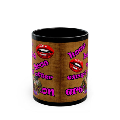 hoes b4 bros - Black Mug (brown papyrus)