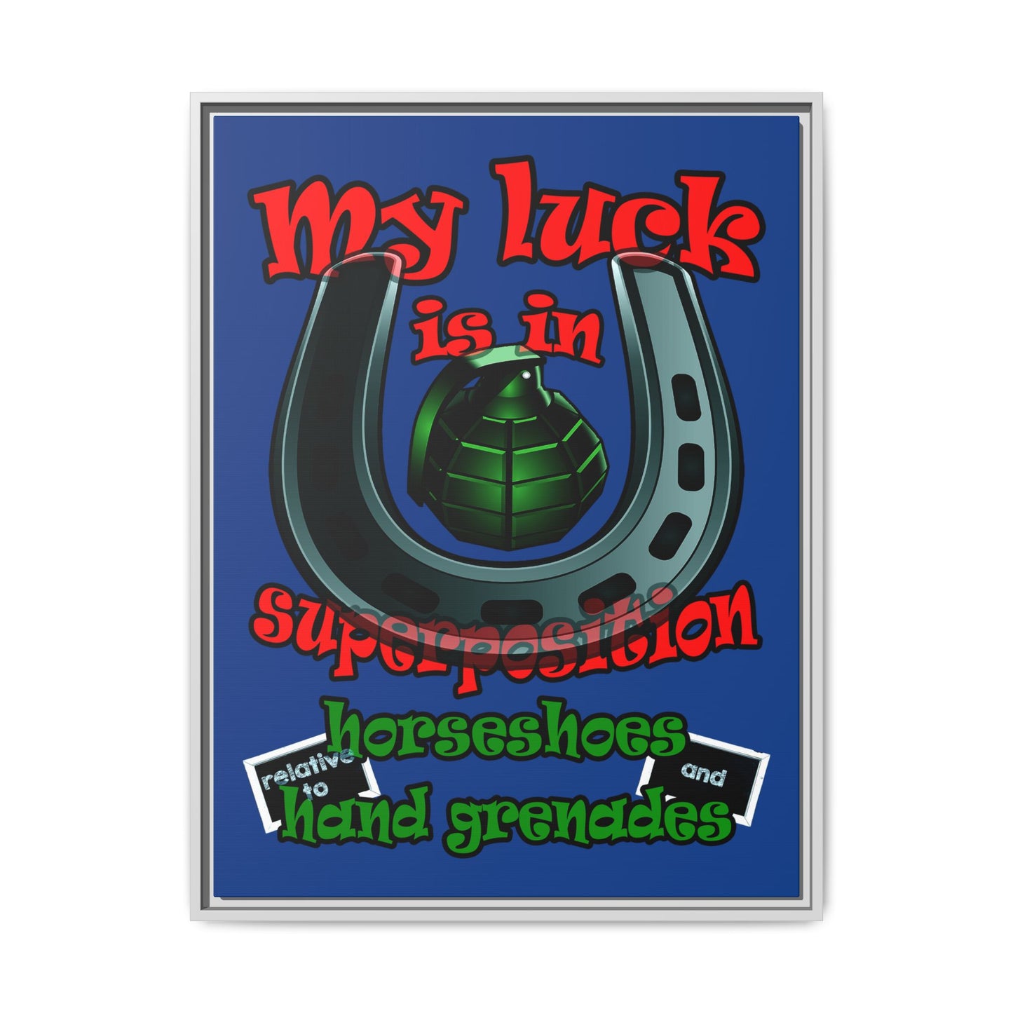 my luck - framed canvas art (dark blue)