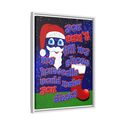 santa's shoes - framed canvas art ('snoops' background)