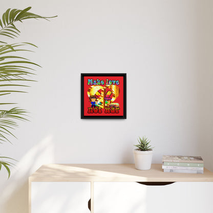 love peace - framed canvas art (red)