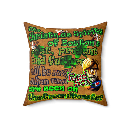 christmas spirits of boston - Spun Polyester Square Pillow - (dichromatic brown papyrus)