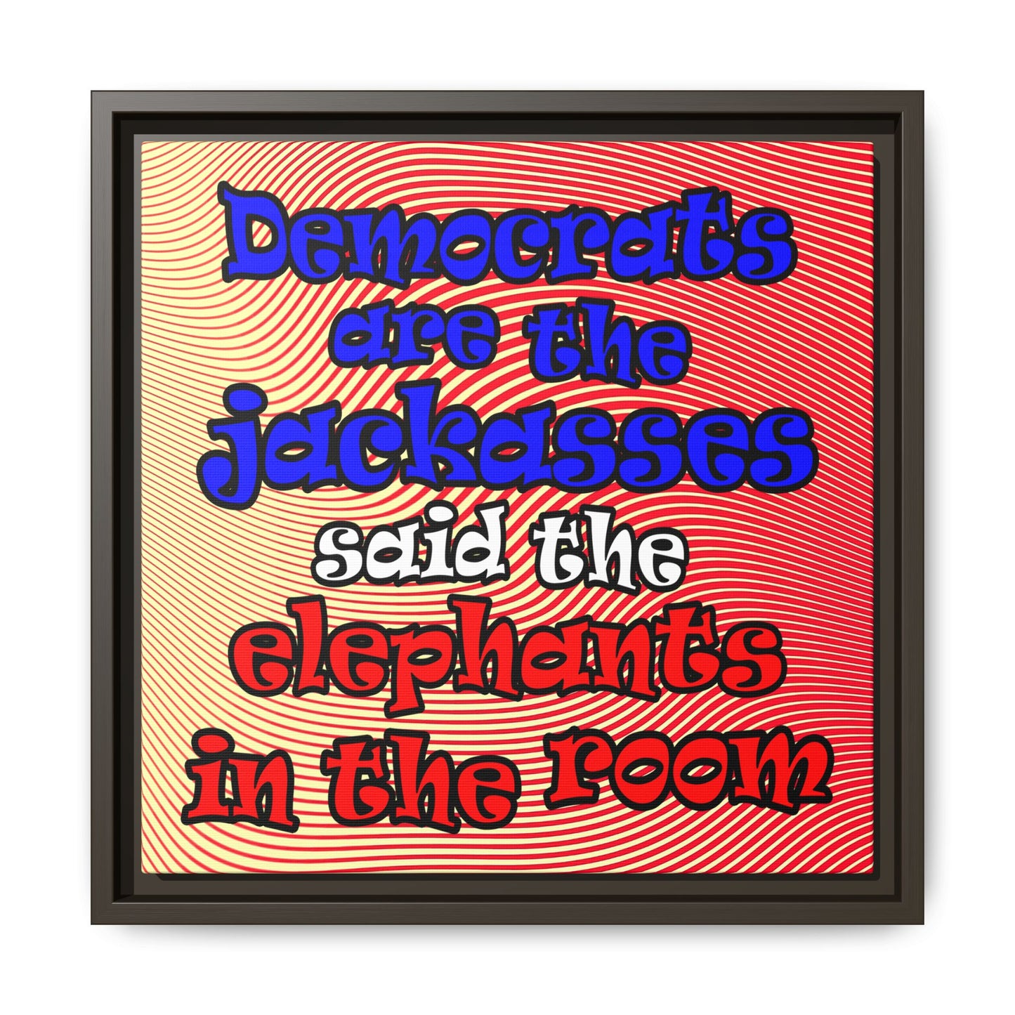 donkeys and elephants - framed canvas art (yellow-orange wave)