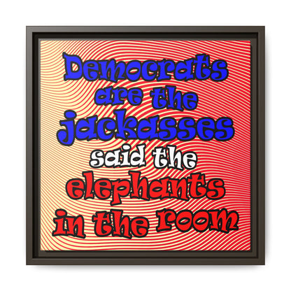 donkeys and elephants - framed canvas art (yellow-orange wave)