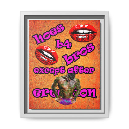 hoes b4 bros - framed canvas art (burnt orange)