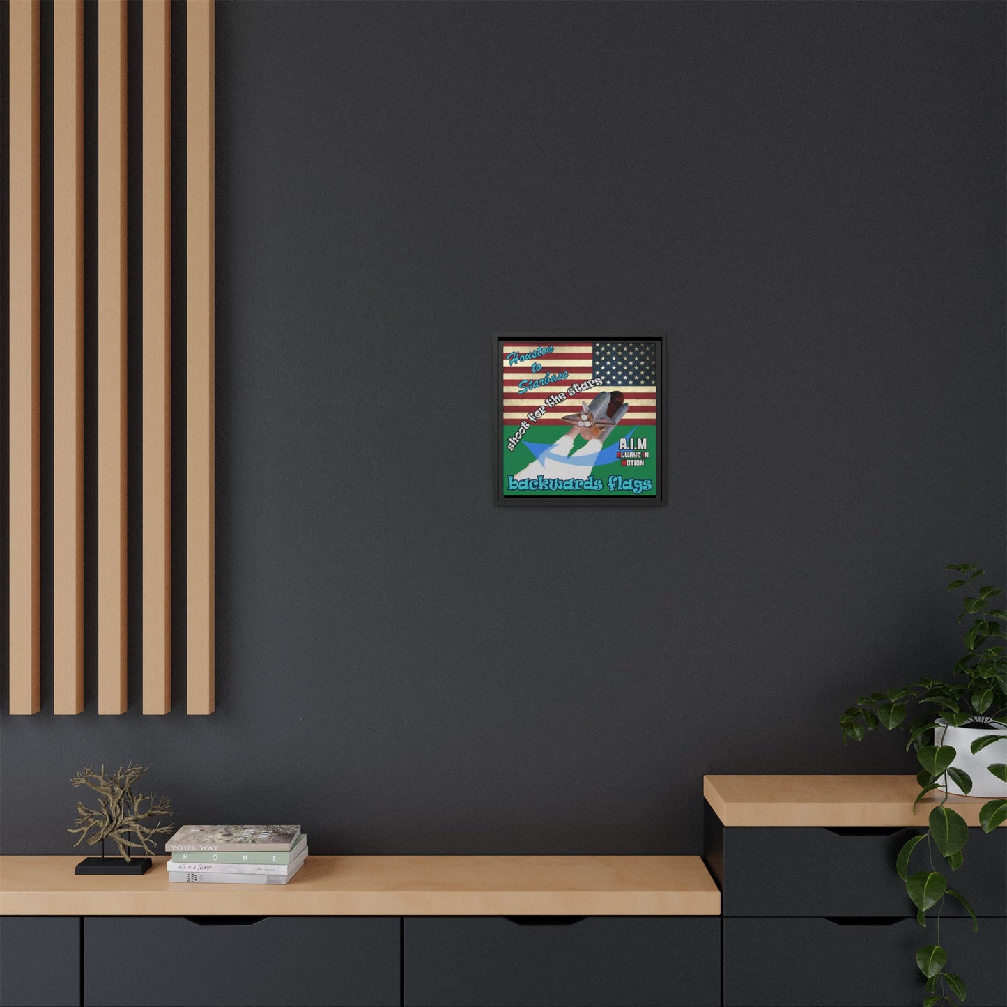 shoot for the stars - framed canvas art (dark green)