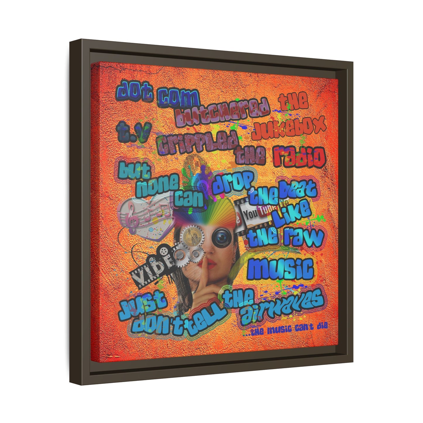 drop the beat - framed canvas art (burnt orange)