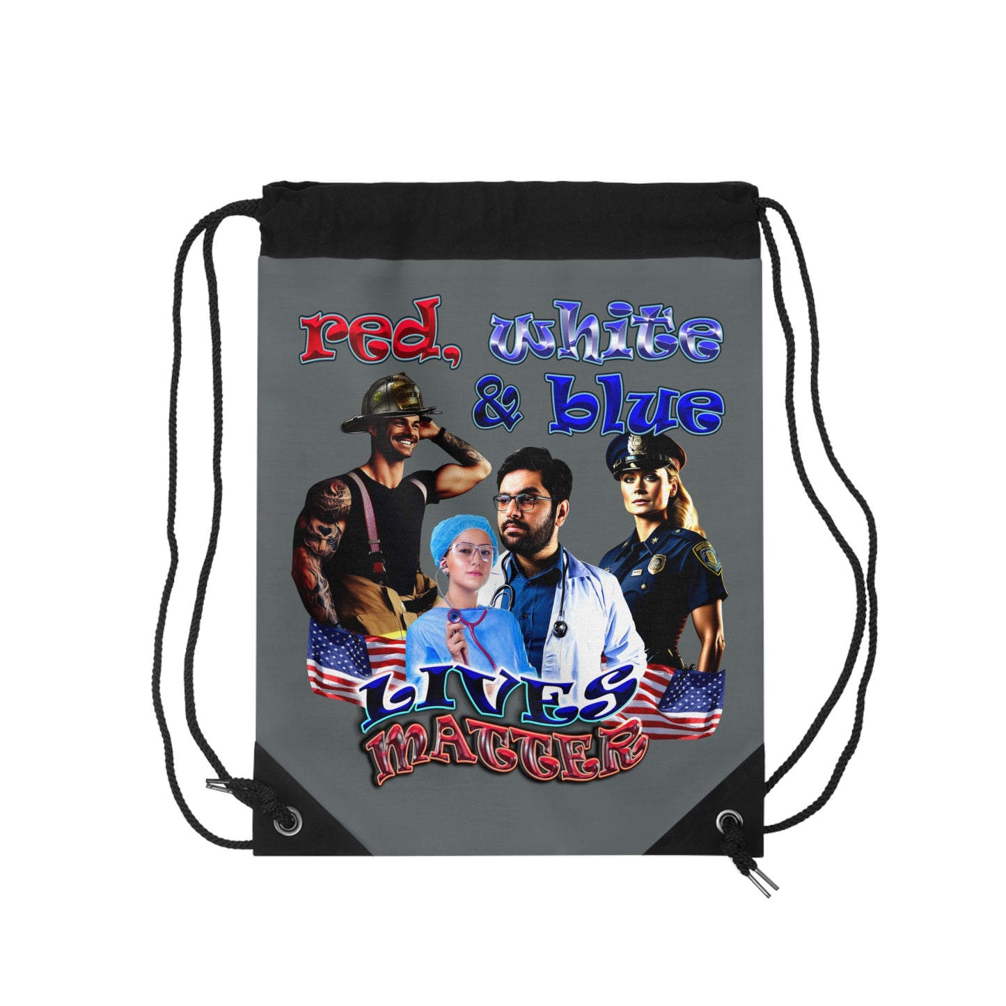 rw&b lives matter - Drawstring Bag (dark grey)