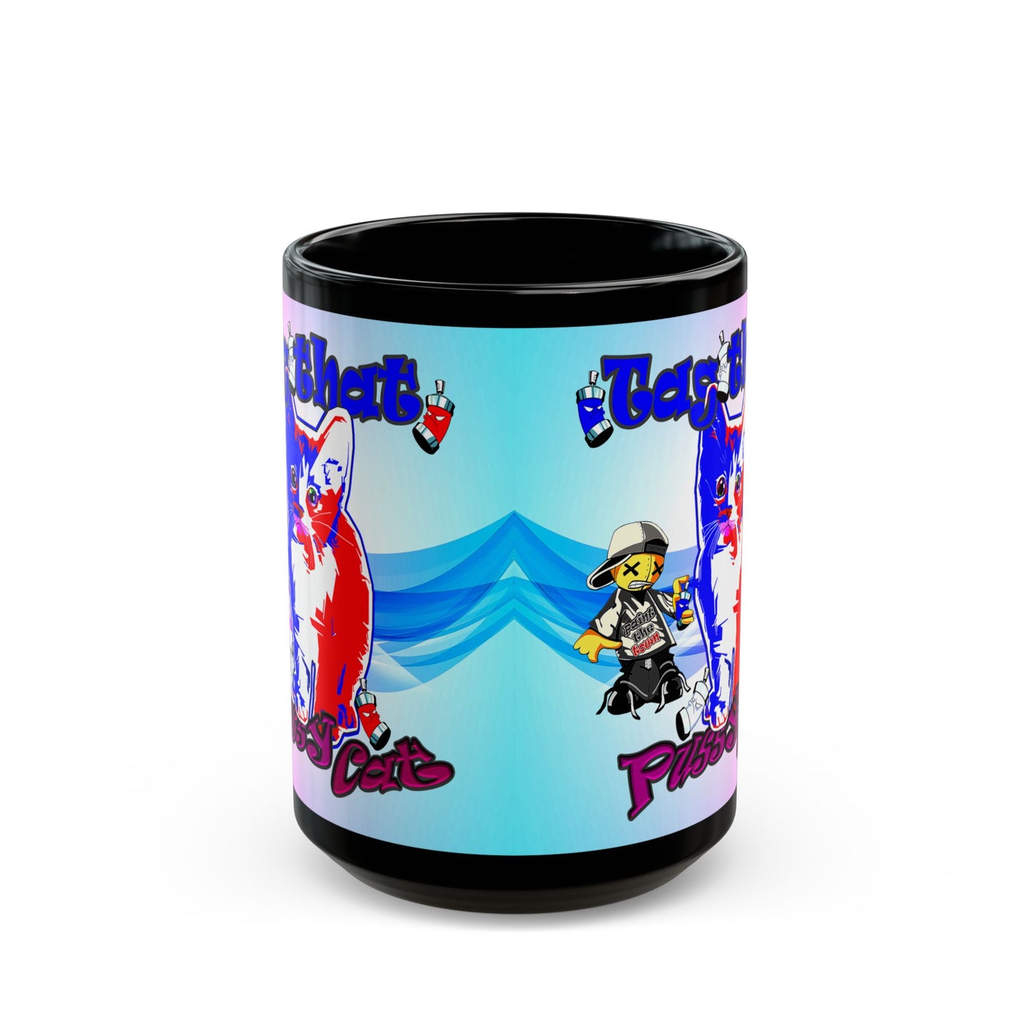 tag that - Black Mug (light blue-pink wave)