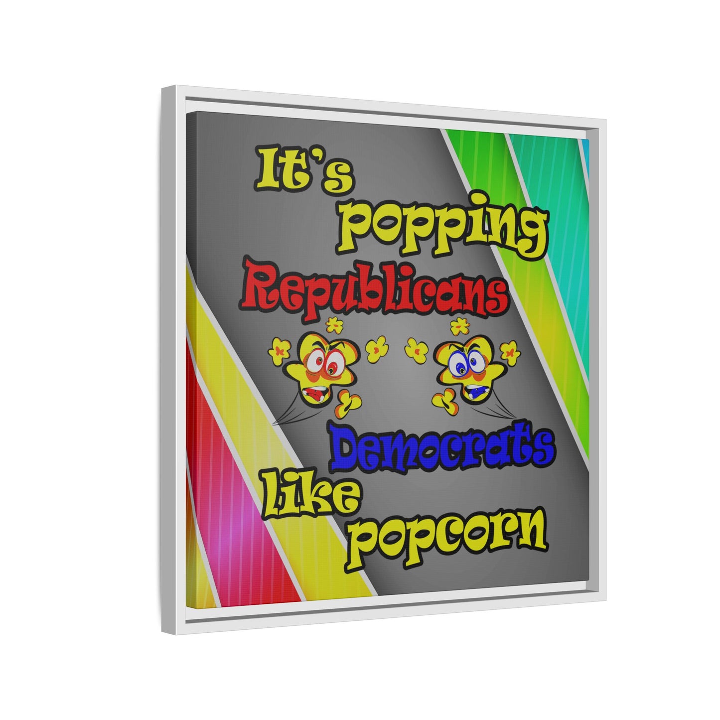 popping like popcorn - framed canvas art (rainbow split)