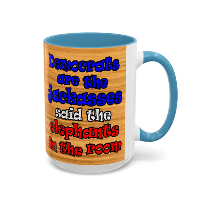 donkeys and elephants - Accent Mug (butterscotch wood finish)