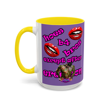 hoes b4 bros - Accent Mug (light purple)