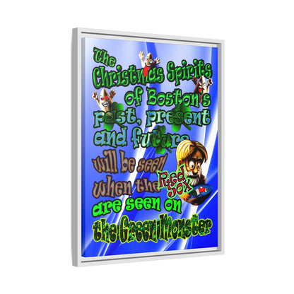 christmas spirits of boston - framed canvas art (blue-white wave)