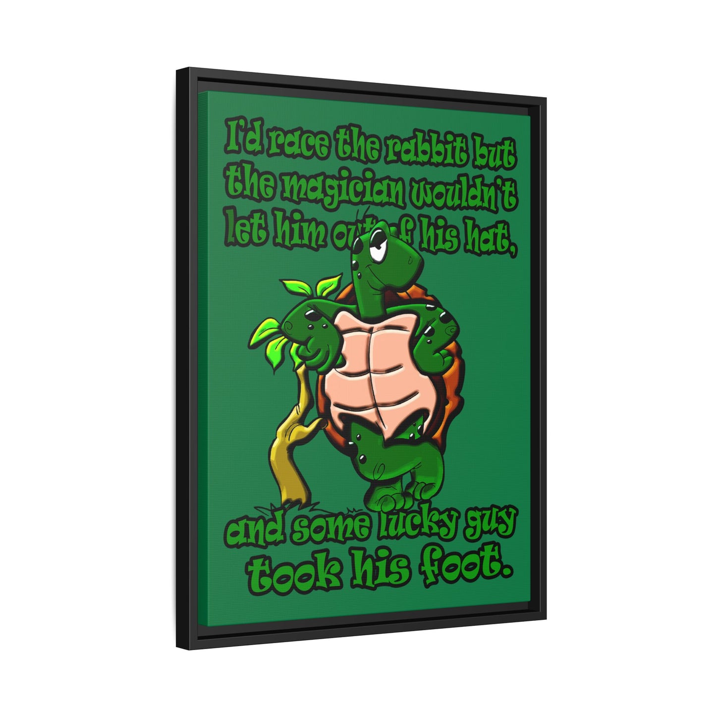turtle race - framed canvas art (dark green)