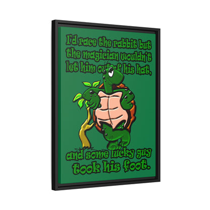 turtle race - framed canvas art (dark green)