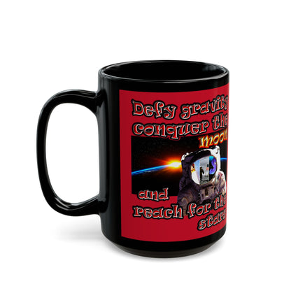 defy conquer reach - Black Mug (dark red)