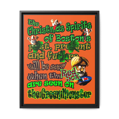 christmas spirits of boston - framed canvas art (orange)