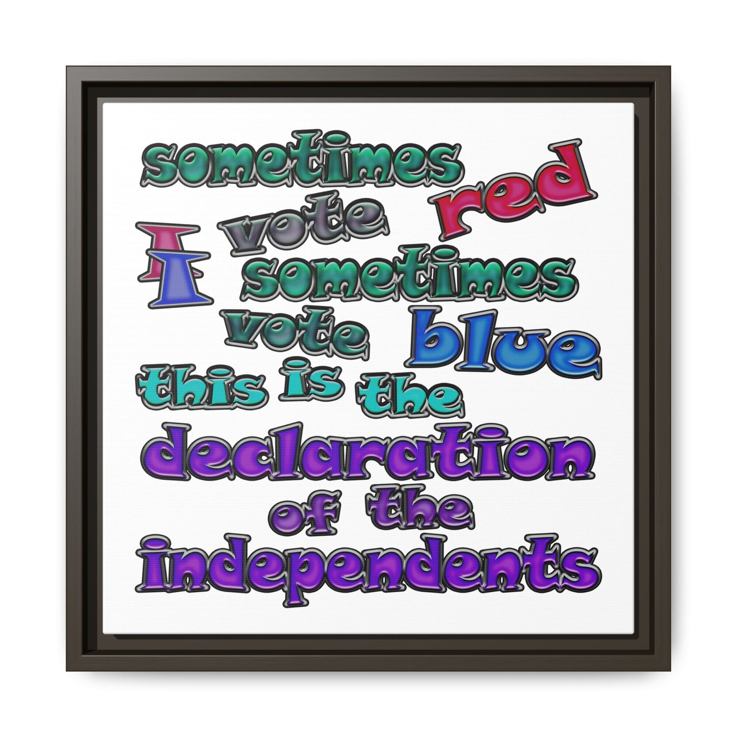 declaration of the independents - framed canvas art (white)