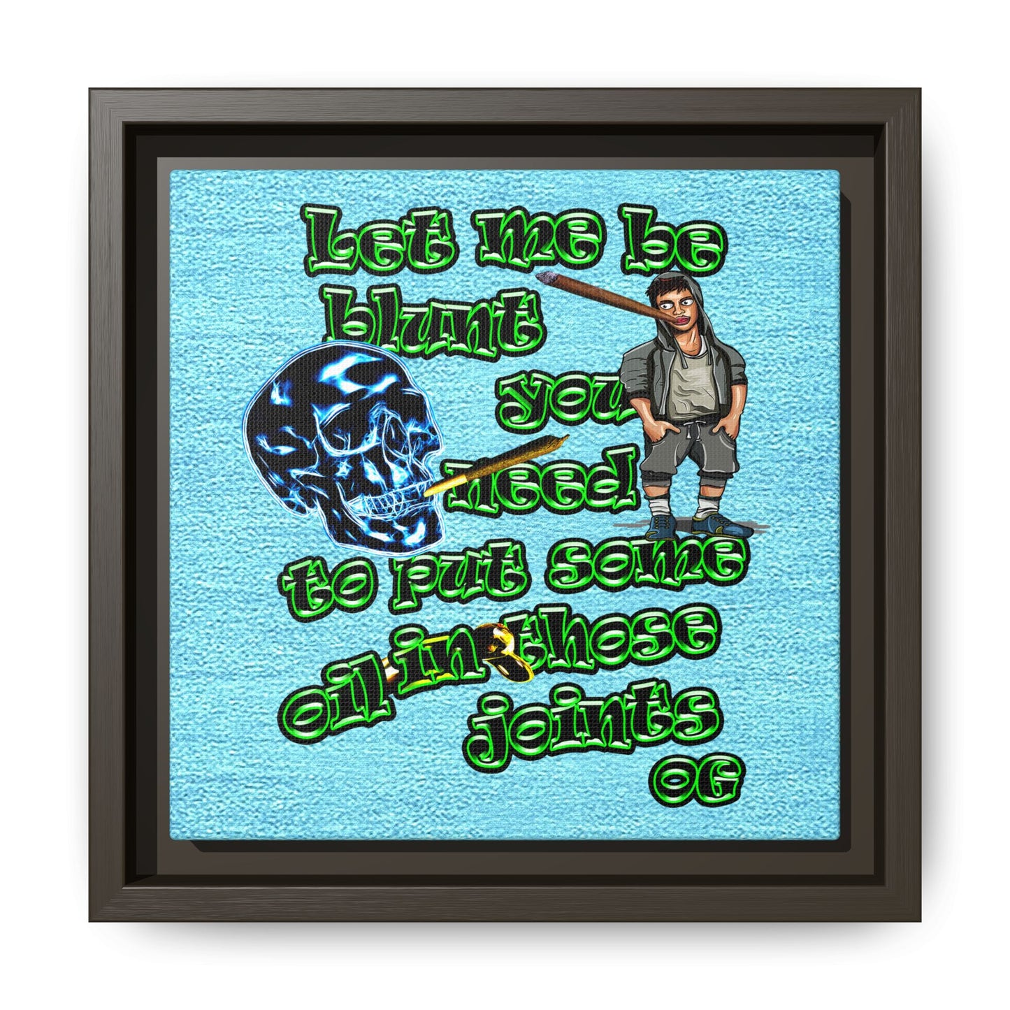 og - framed canvas art (faded blue)