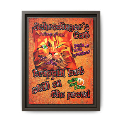 schrodinger's cat - framed canvas art (burnt orange)