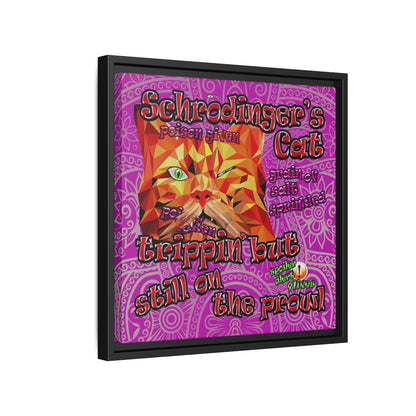 schrodinger's cat - framed canvas art (pink swirl)