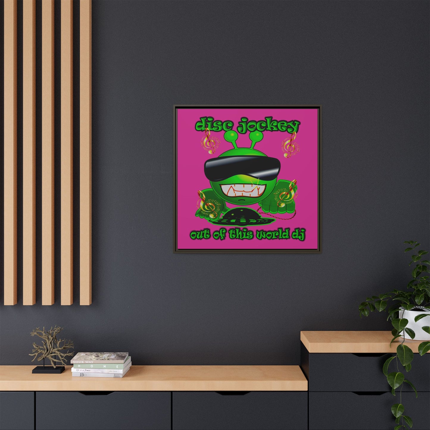 disc jockey - framed canvas art (pink)