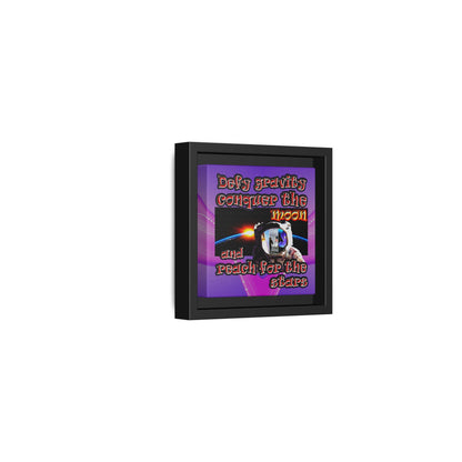 defy conquer reach - framed canvas art (purple-pink wave)