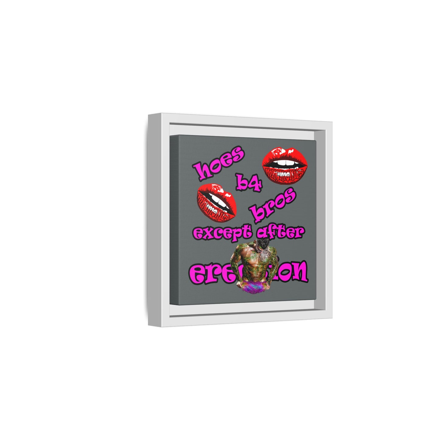 hoes b4 bros - framed canvas art (dark grey)