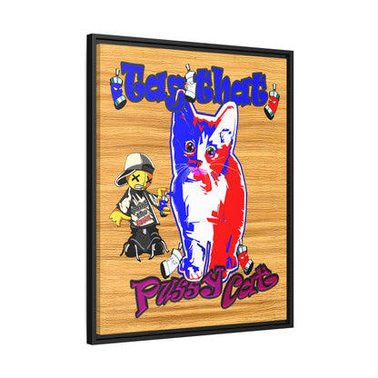 tag that - framed canvas art (butterscotch wood finish)