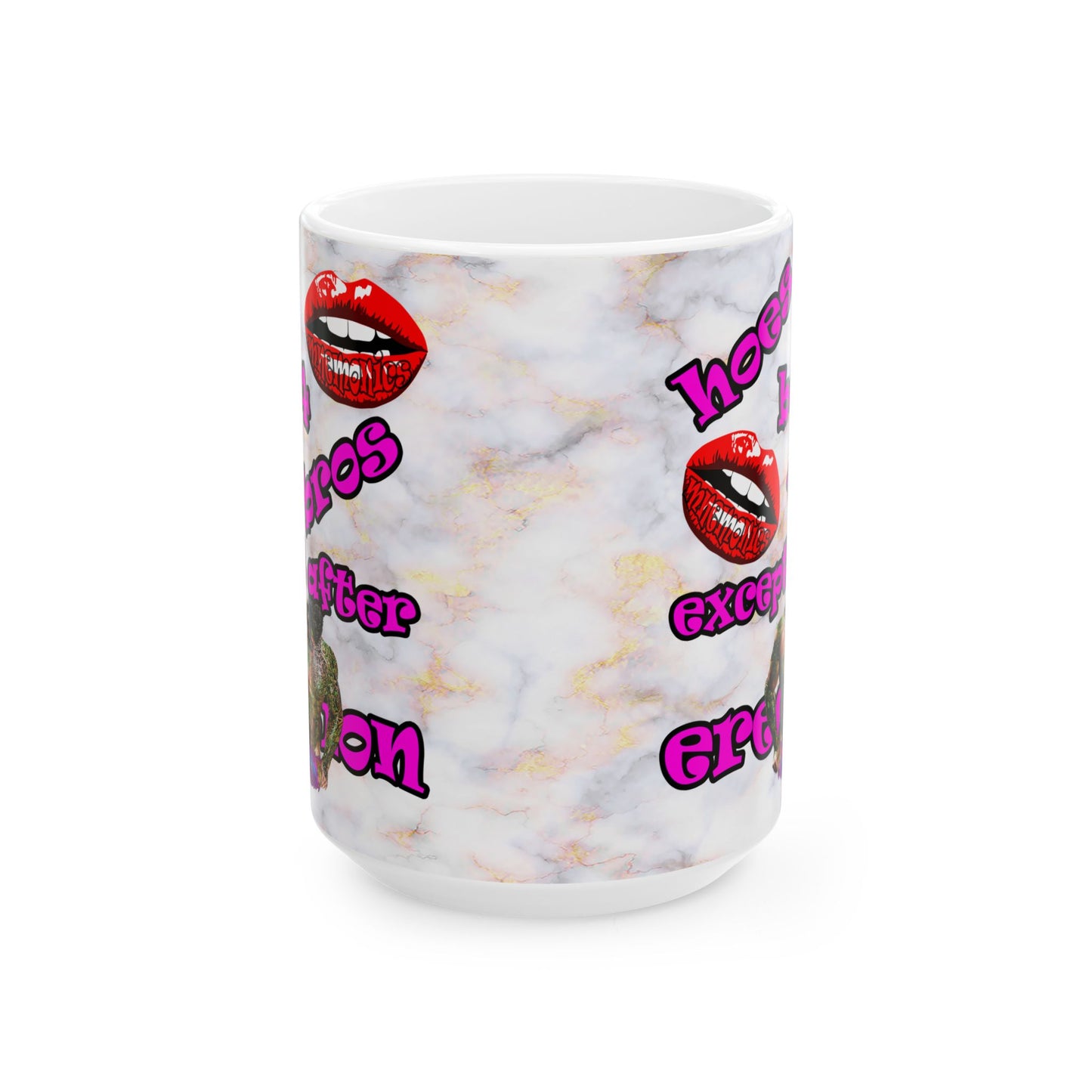 hoes b4 bros - White Mug (white marble)