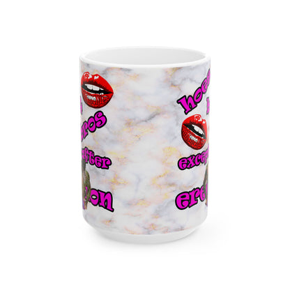 hoes b4 bros - White Mug (white marble)